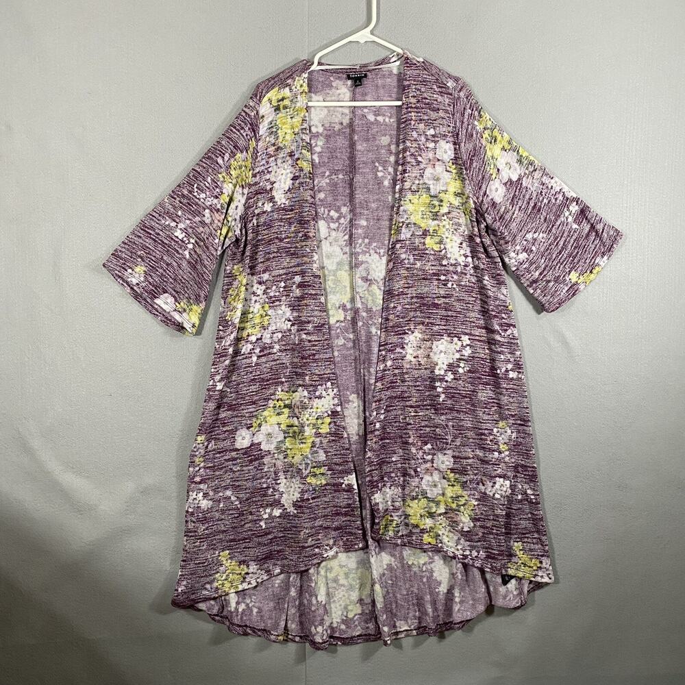 Torrid Open Front Long Floral Cardigan Sweater Purple Heather Womans Size 2x